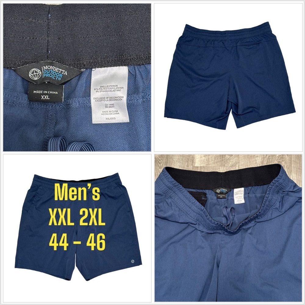 Men’s Mondetta XXL 44 - 46 Shorts Blue Lightweight Active Drawstring Stretch EUC